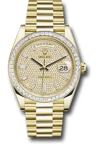   x Yellow Gold Day-Date 40 Watch - Diamond Bezel - Diamond-Paved Dial - President Bracelet - 228398tbr dpbdp Day-Date Watches Affordable Day-Date Watch
