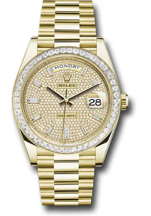   x Yellow Gold Day-Date 40 Watch - Diamond Bezel - Diamond-Paved Dial - President Bracelet - 228398tbr dpbdp Day-Date Watches Affordable Day-Date Watch