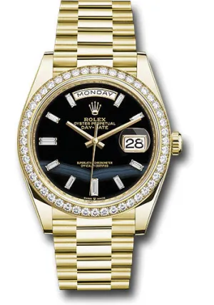   x Yellow Gold Day-Date 40 Watch - Diamond Bezel - Onyx Dial - President Bracelet - 228348rbr onbdp Day-Date Watches Affordable Day-Date Watch
