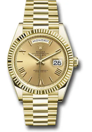   x Yellow Gold Day-Date 40 Watch - Fluted Bezel - Champagne Roman Dial - President Bracelet - 228238 chrp Day-Date Watches Affordable Day-Date Watch