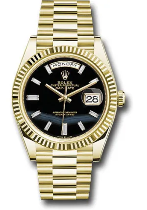   x Yellow Gold Day-Date 40 Watch - Fluted Bezel - Onyx Dial - President Bracelet - 228238 onbdp Day-Date Watches Affordable Day-Date Watch