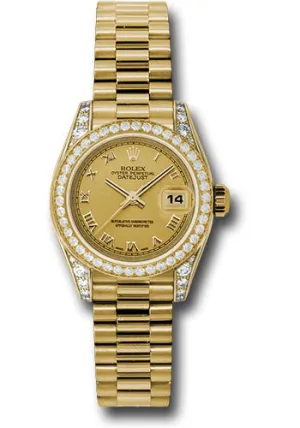   x Yellow Gold Lady-Datejust 26 Watch - 42 Diamond Bezel - Champagne Roman Dial - President Bracelet - 179158 chrp Datejust watch for sale   x Datejust watch