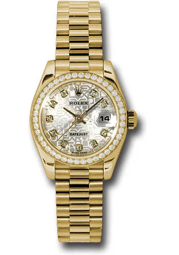   x Yellow Gold Lady-Datejust 26 Watch - 42 Diamond Bezel - Silver Jubilee Diamond Dial - President Bracelet - 179138 sjdp Datejust watch for sale   x Datejust watch