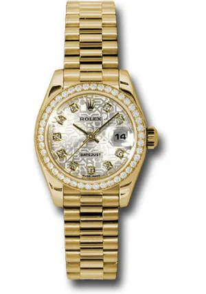   x Yellow Gold Lady-Datejust 26 Watch - 42 Diamond Bezel - Silver Jubilee Diamond Dial - President Bracelet - 179138 sjdp Datejust watch for sale   x Datejust watch