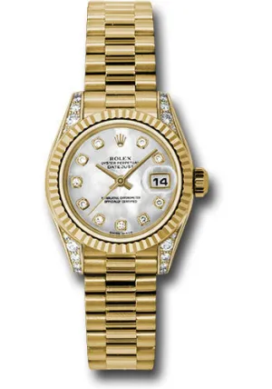   x Yellow Gold Lady-Datejust 26 Watch - Fluted Bezel - Mother-Of-Pearl Diamond Dial - President Bracelet - 179238 mdp Datejust watch for sale   x Datejust watch