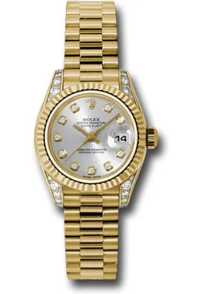   x Yellow Gold Lady-Datejust 26 Watch - Fluted Bezel - Silver Diamond Dial - President Bracelet - 179238 sdp Datejust watch for sale   x Datejust watch