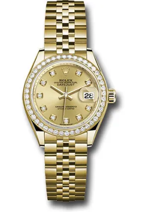   x Yellow Gold Lady-Datejust 28 Watch - 44 Diamond Bezel - Champagne Diamond Dial - Jubilee Bracelet - 279138RBR chdj Datejust watch for sale   x Datejust watch