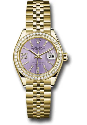   x Yellow Gold Lady-Datejust 28 Watch - 44 Diamond Bezel - Lilac Stripe Diamond Index Dial - Jubilee Bracelet - 279138RBR lils36dix8dj Datejust watch for sale   x Datejust watch