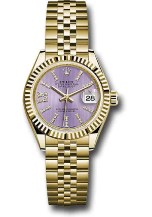   x Yellow Gold Lady-Datejust 28 Watch - Fluted Bezel - Lilac Stripe Diamond Index Dial - Jubilee Bracelet - 279178 lils36dix8dj Datejust watch for sale   x Datejust watch