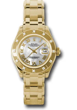   x Yellow Gold Lady-Datejust Pearlmaster 29 Watch - 12 Diamond Bezel - Mother-Of-Pearl Roman Dial - 80318 mr Datejust watch for sale   x Datejust watch