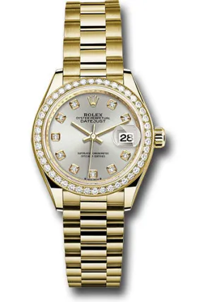   x Yellow Gold Lady-Datejust Watch - 44 Diamond Bezel - Silver Diamond Dial - President Bracelet - 279138rbr sdp Datejust watch for sale   x Datejust watch