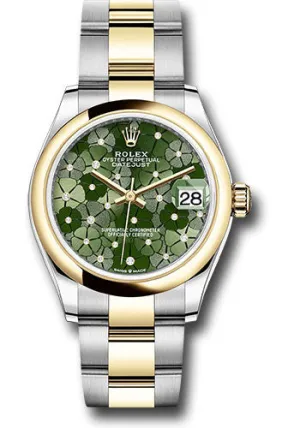  x Yellow   sor Datejust 31 Watch - Domed Bezel - Olive Green Floral Motif Diamond 6 Dial - Oyster Bracelet 278243 ogflomdo Datejust watch for sale   x Datejust watch