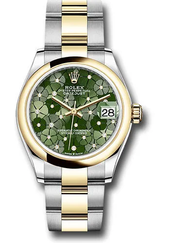   x Yellow   sor Datejust 31 Watch - Domed Bezel - Olive Green Floral Motif Diamond 6 Dial - Oyster Bracelet 278243 ogflomdo Datejust watch for sale   x Datejust watch