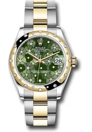   x Yellow   sor Datejust 31 Watch - Domed, Diamond Bezel - Olive Green Floral Motif Diamond 6 Dial - Oyster Bracelet 278343rbr ogflomdo Datejust watch for sale   x Datejust watch