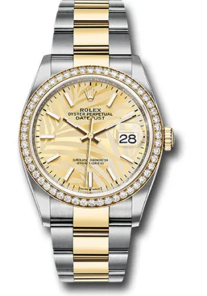   x Yellow   sor Datejust 36 Watch - Diamond Bezel - Golden Palm Motif Index Dial - Oyster Bracelet - 126283rbr gpmio Datejust watch for sale   x Datejust watch