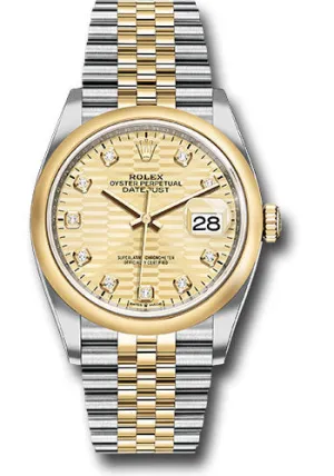   x Yellow   sor Datejust 36 Watch - Domed Bezel - Golden Fluted Motif Diamond Dial - Jubilee Bracelet - 126203 gflmdj Datejust watch for sale   x Datejust watch