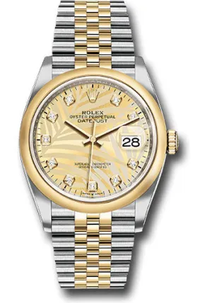   x Yellow   sor Datejust 36 Watch - Domed Bezel - Golden Palm Motif Diamond Dial - Jubilee Bracelet - 126203 gpmdj Datejust watch for sale   x Datejust watch