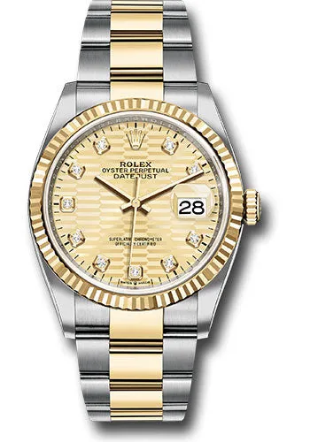   x Yellow   sor Datejust 36 Watch - Fluted Bezel - Golden Fluted Motif Diamond Dial - Oyster Bracelet - 126233 gflmdo Datejust watch for sale   x Datejust watch
