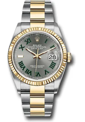   x Yellow   sor Datejust 36 Watch - Fluted Bezel - Slate Roman Dial - Oyster Bracelet - 126233 slgro Datejust watch for sale   x Datejust watch