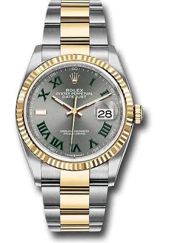   x Yellow   sor Datejust 36 Watch - Fluted Bezel - Slate Roman Dial - Oyster Bracelet - 126233 slgro Datejust watch for sale   x Datejust watch