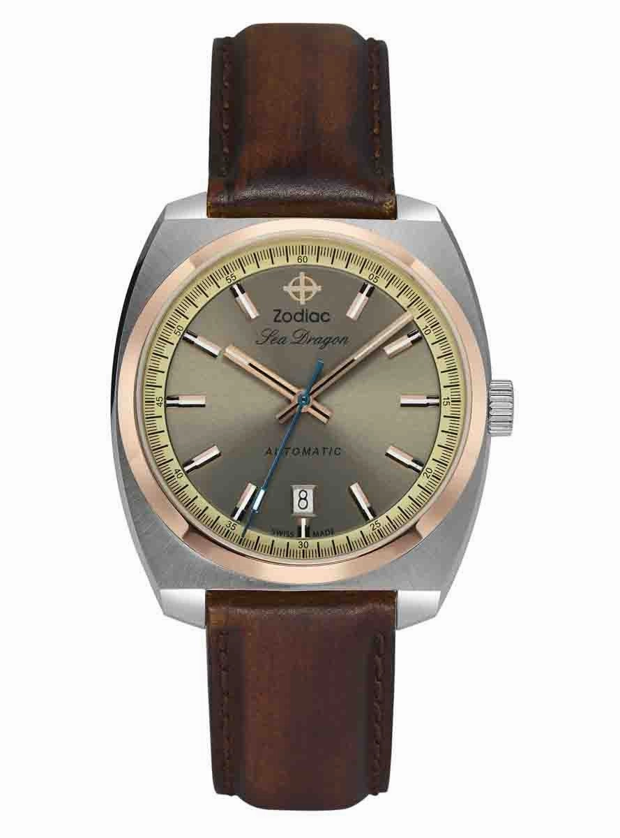 Zodiac SEA DRAGON Automatic Brown Leather Mens Watch ZO9911 Sports Watch for Men/Women Budget Sports Watch Luxury Sports Watch